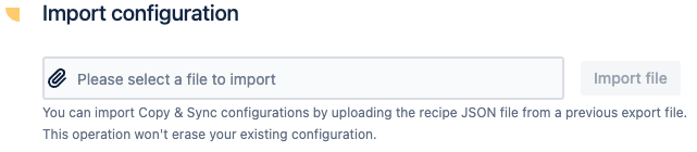 Import configuration - Elements Copy And Sync