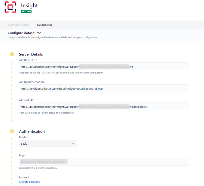 Insight datasource configuration