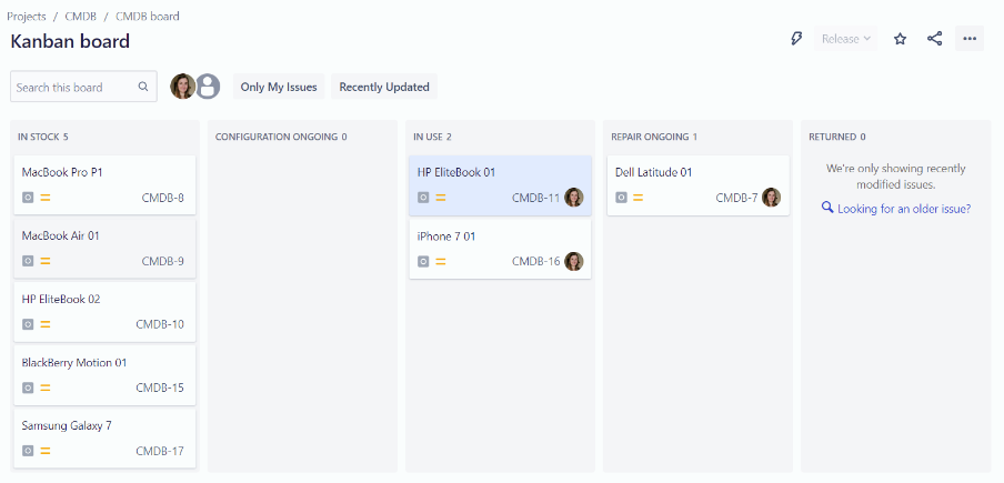 Jira Asset inventory board