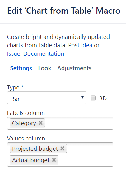 Edit Chart from Table macro