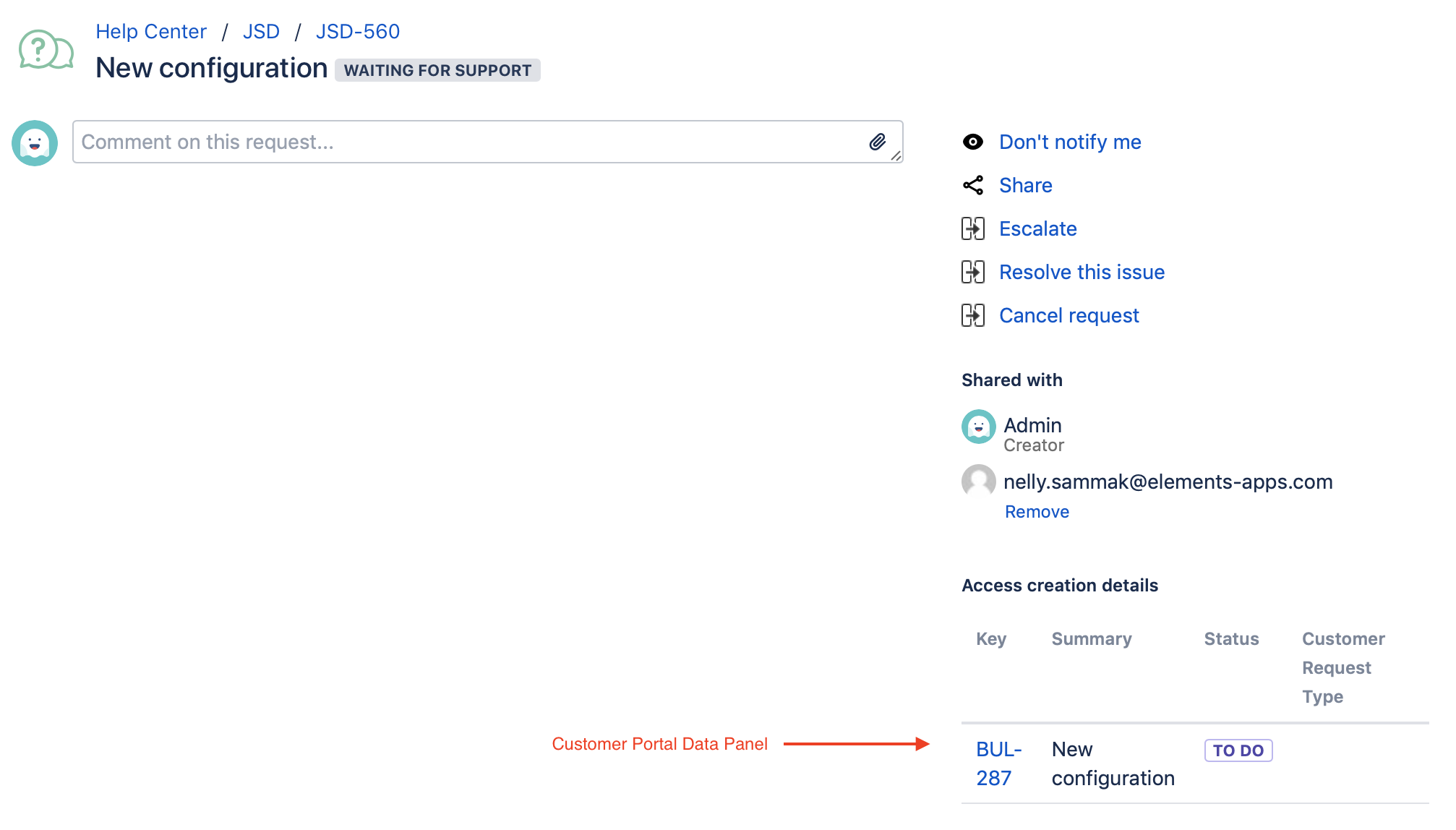 Copy and Sync data panel portal position