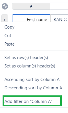 Add filter from the context menu