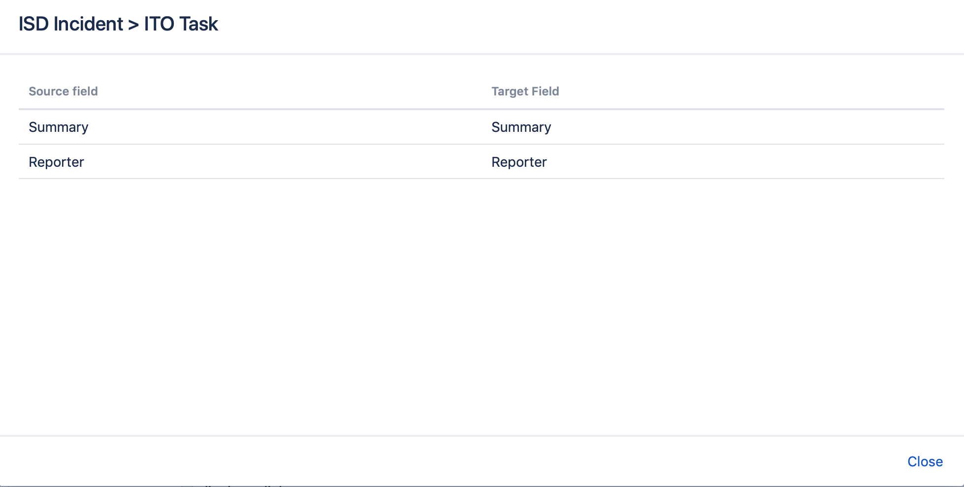 Check selected field mapping