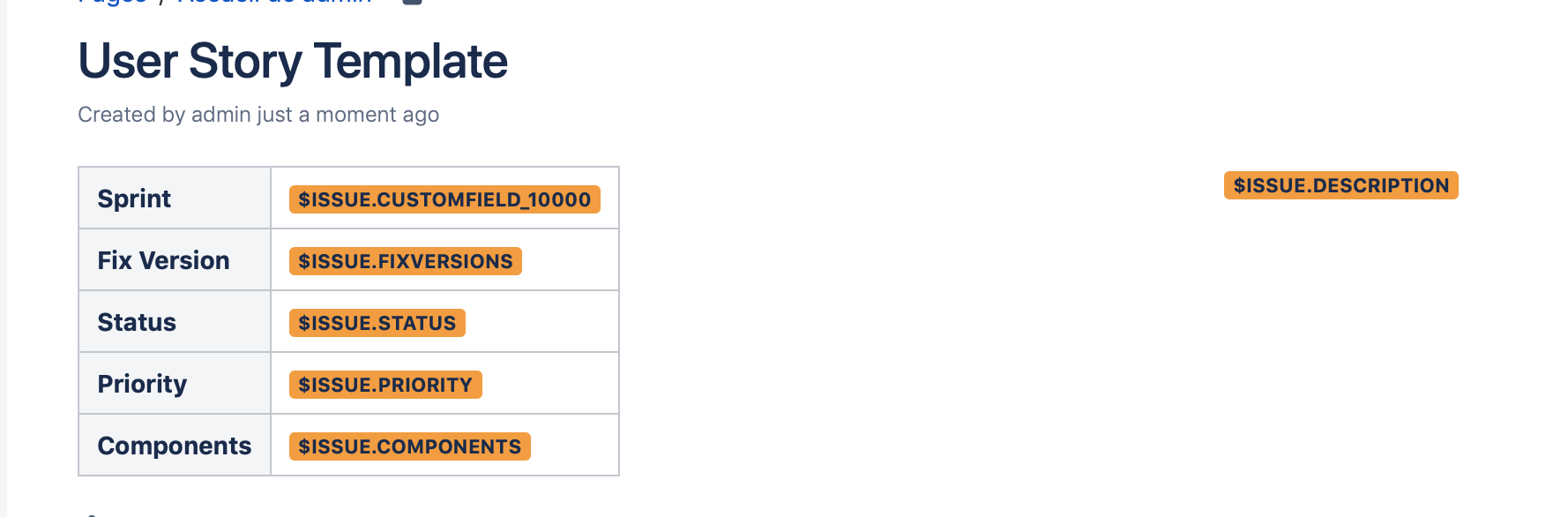 Confluence Template to display Jira issue using the Status Macro