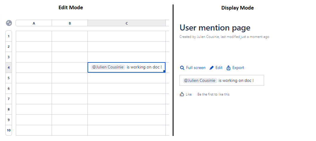 User mention display