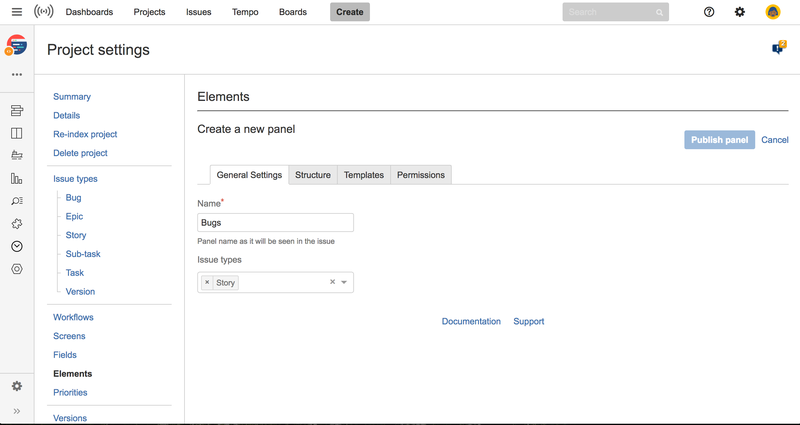 Set Issue Type for Track bugs Panel 