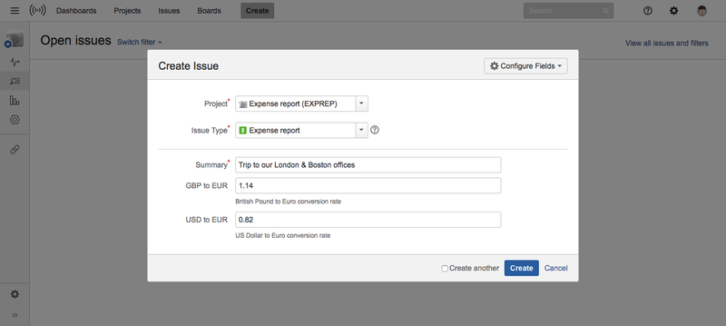 Enter exchange rate for Expenses Checklist