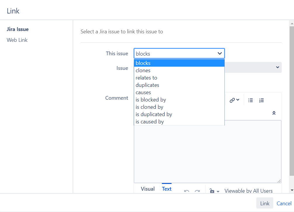 Native Jira link issue feature