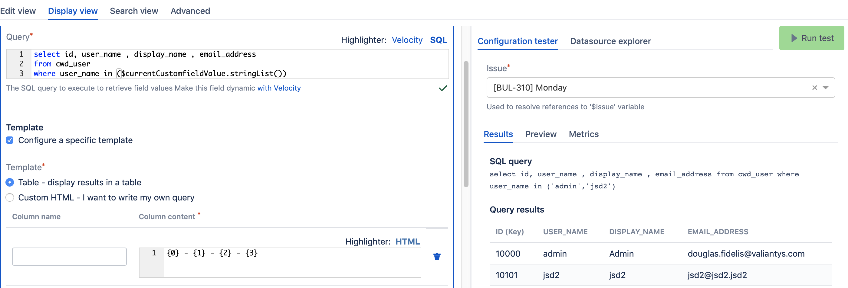 Multiple Values Display Query Character Key