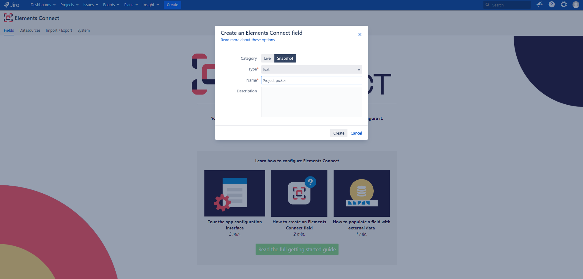 Create an Elements Connect field