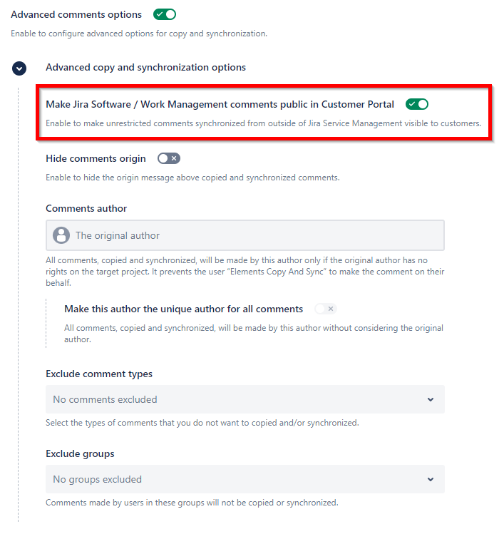 MakeJiraSoftwareCommentsPublicinCustomerPortalOption.png