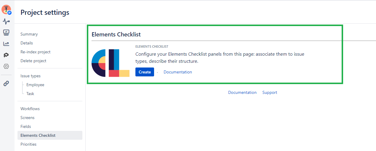 Create a new Elements Checklist panel