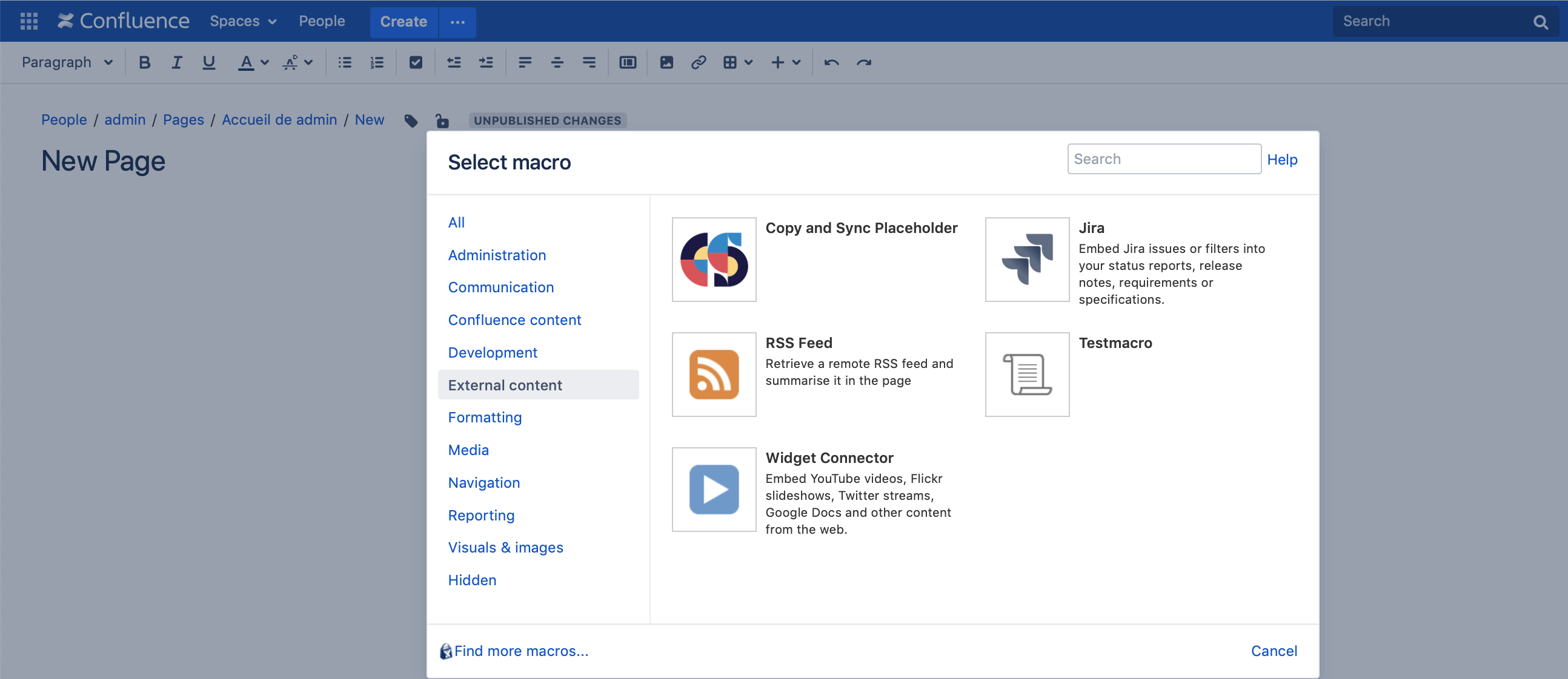 Confluence mapping select user macro