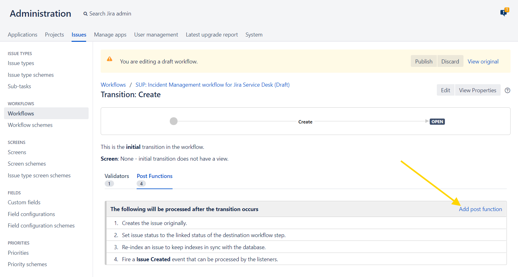 Create and link Jira issues post function