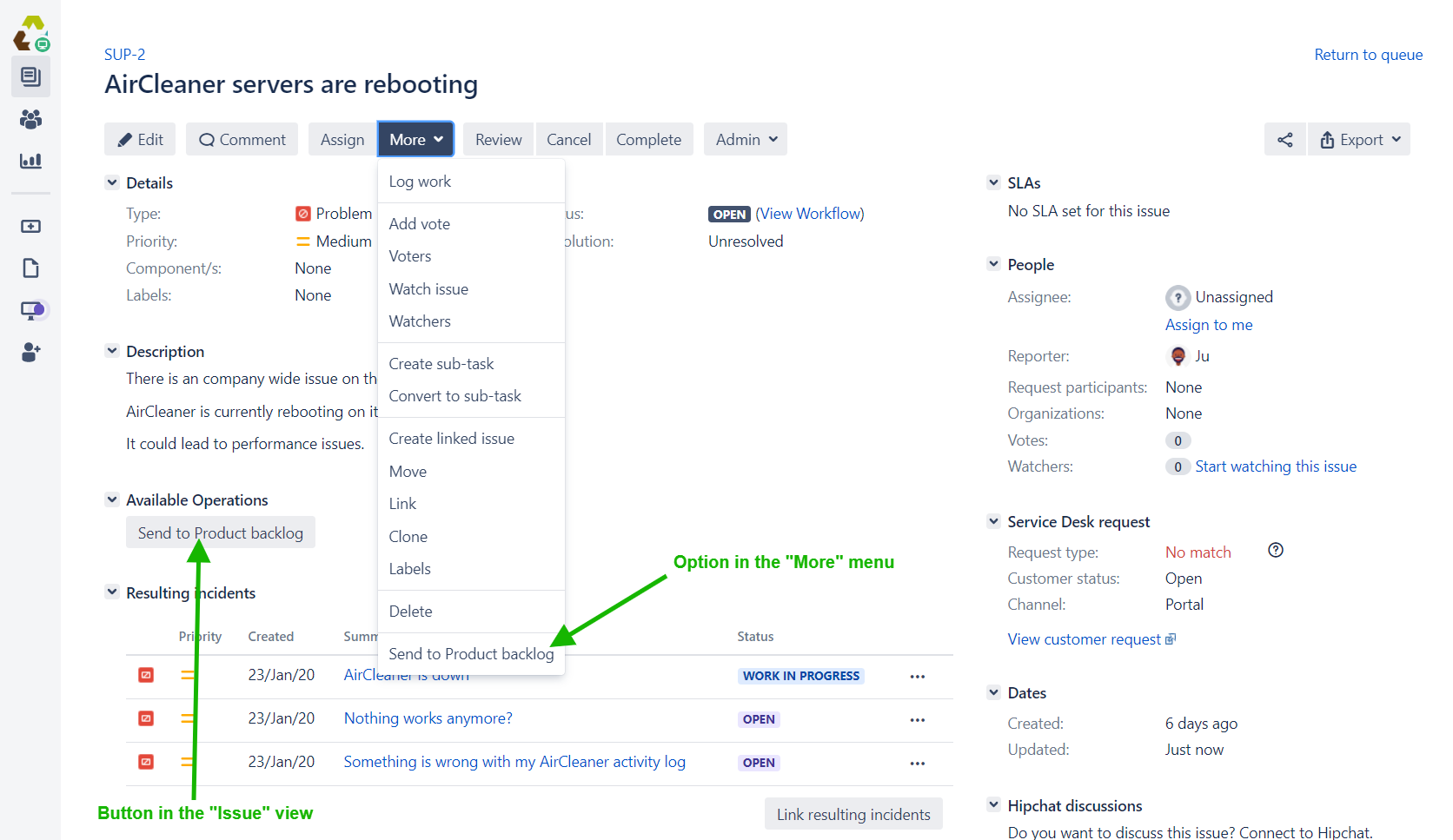 Where to find Copy and Sync operation in Jira issue