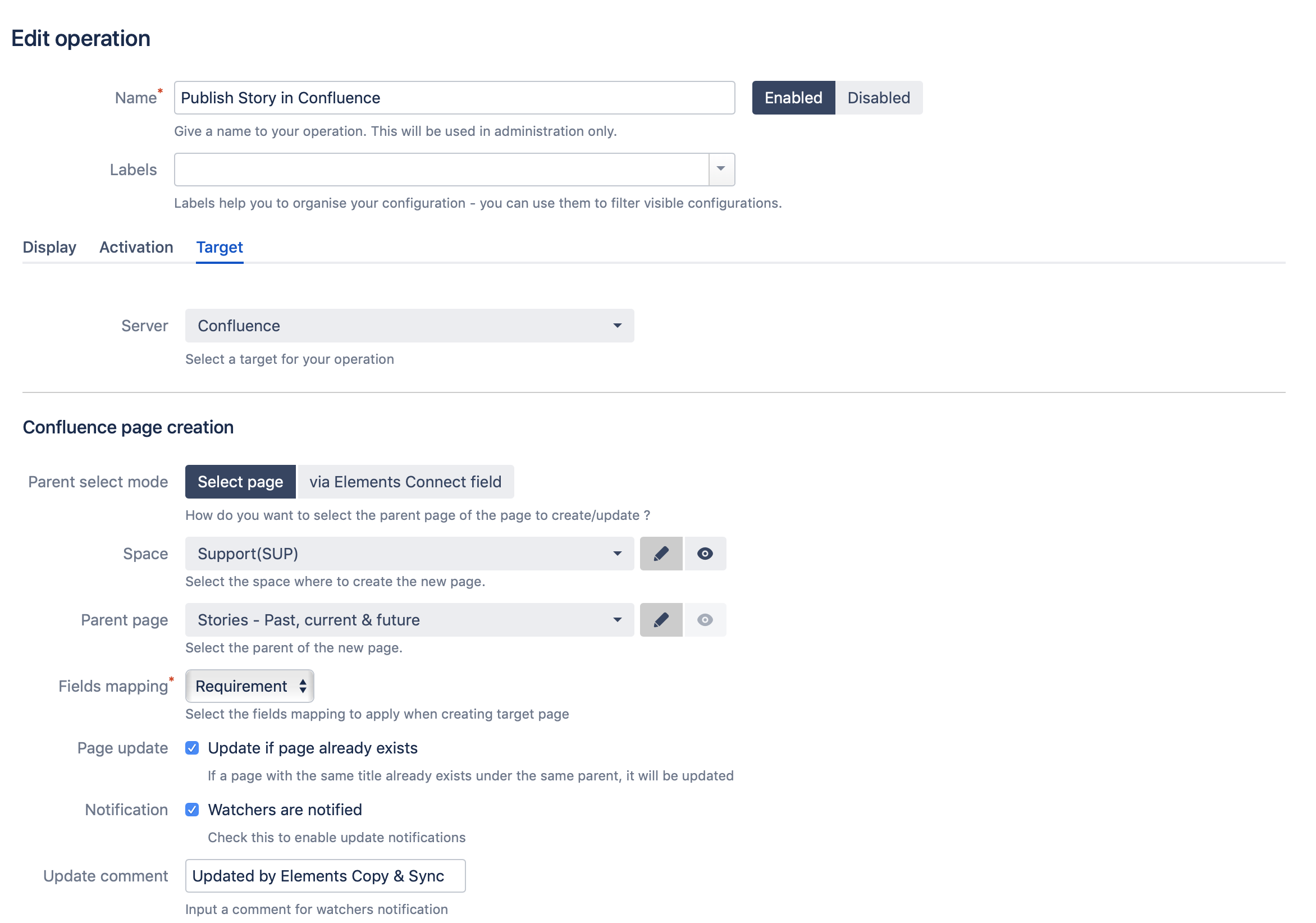Publish Jira issues in Confluence Operation