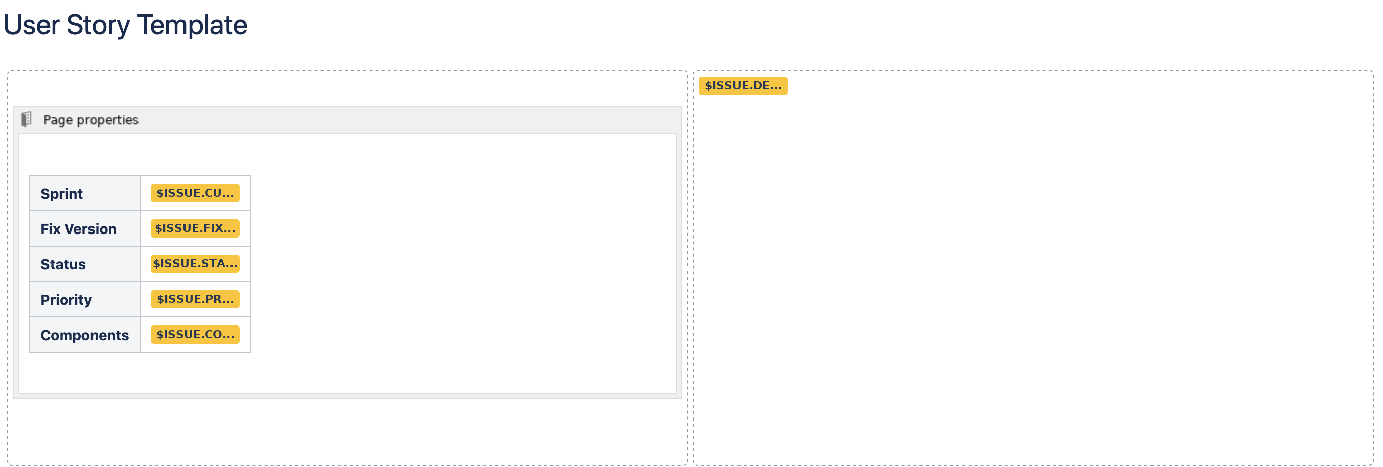 Confluence Template to display Jira Issue