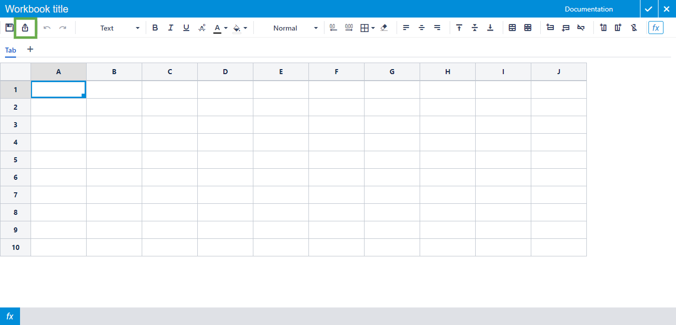 Export a Spreadsheet from the toolbar