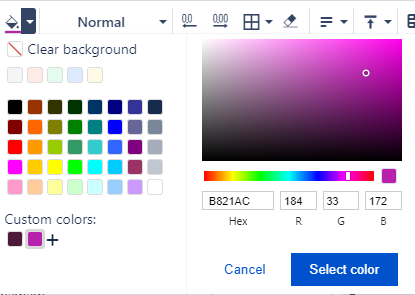 Custom colours for text and background