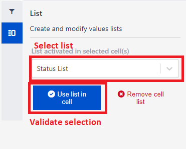 Activate a list in a cell